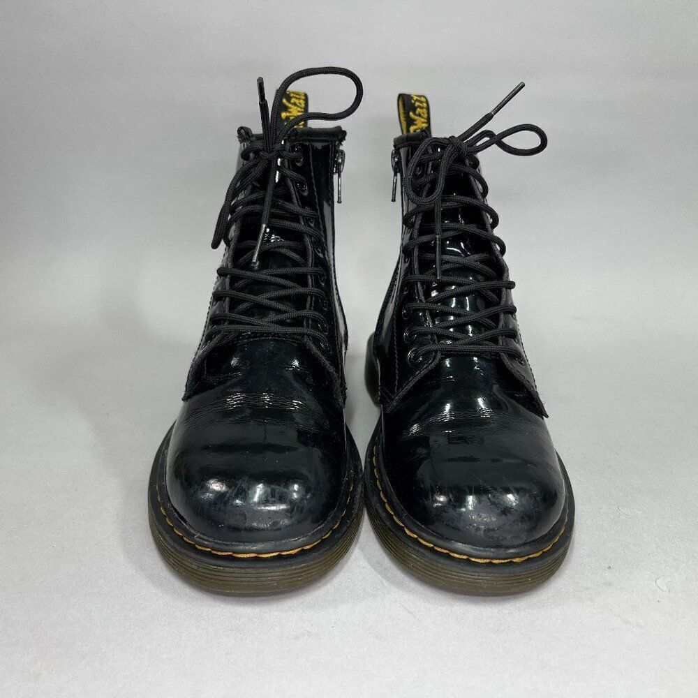 Dr. Martens Youth 1460 Black Patent Leather Lace Up Boots - Picture 2 of 11